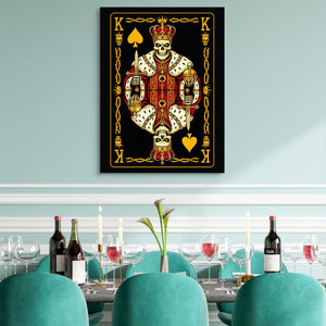 Gold Bones King of Spades Card — gold bones king of spades card sq teal dining room 1port flush print