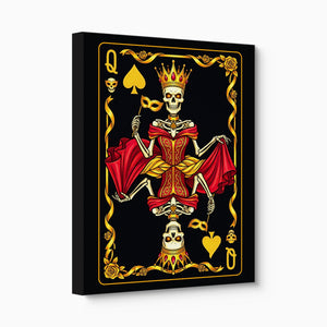 Gold Bones Queen of Spades Card — gold bones queen of spades card angled flush print