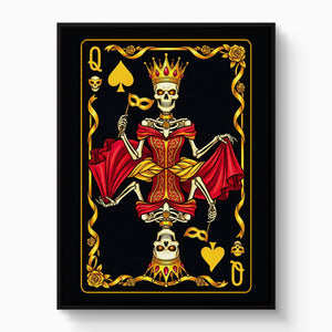 Gold Bones Queen of Spades Card — gold bones queen of spades card white studio framed black
