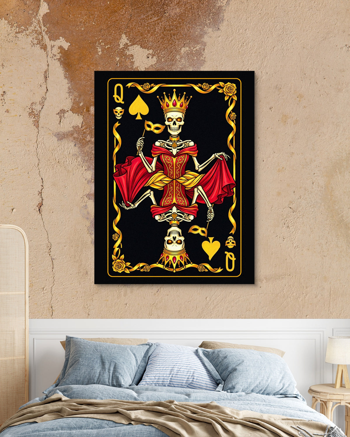 Gold Bones Queen of Spades Card — gold bones queen of spades card psd mocha bedroom 1port flush print