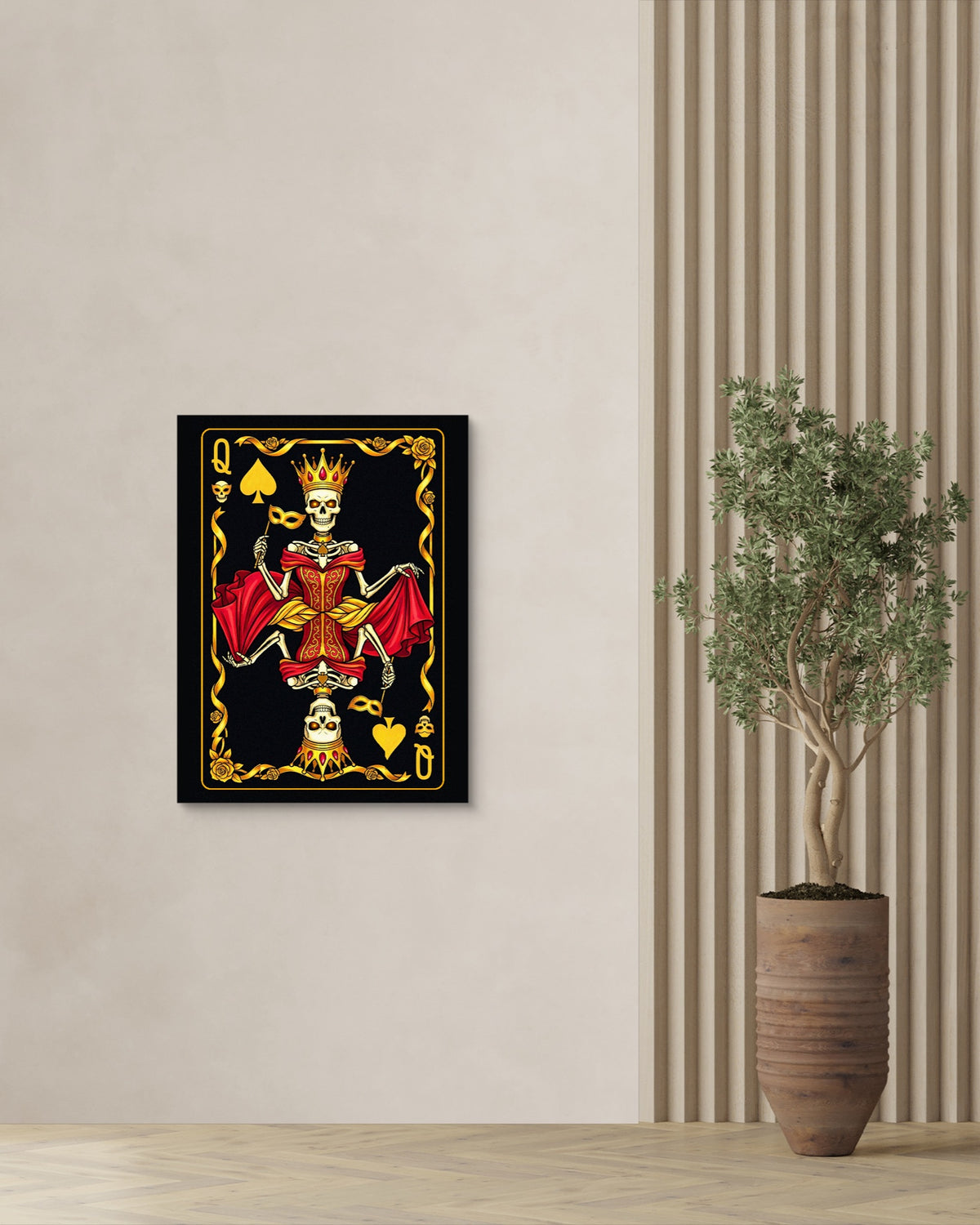 Gold Bones Queen of Spades Card — gold bones queen of spades card psd plant wall right 1port flush print