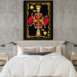 Gold Bones Queen of Spades Card — gold bones queen of spades card sq bedroom cement wall 1port flush print