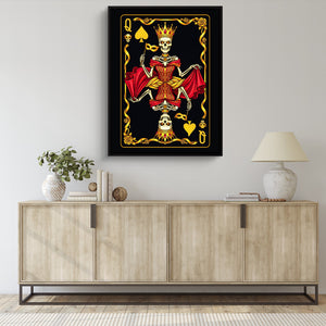 Gold Bones Queen of Spades Card — gold bones queen of spades card sq living room desk 1port framed black