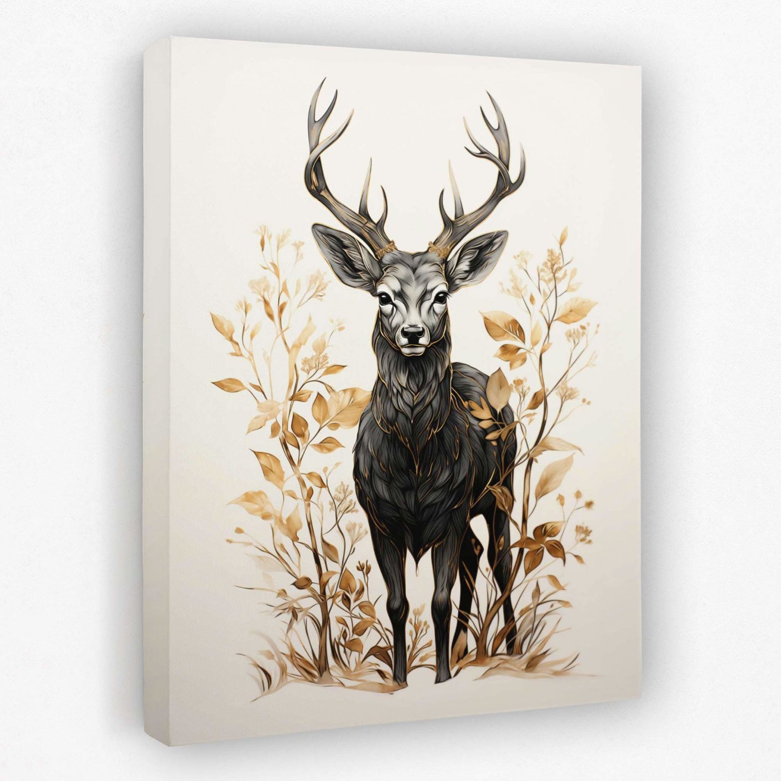 Gold Buck - Black Gold and White Canvas Wall Art