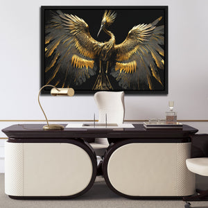 Gold Crane Dance - Luxury Wall Art