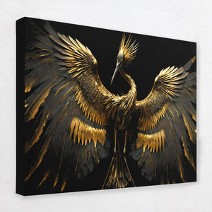 Gold Crane Dance - Luxury Wall Art