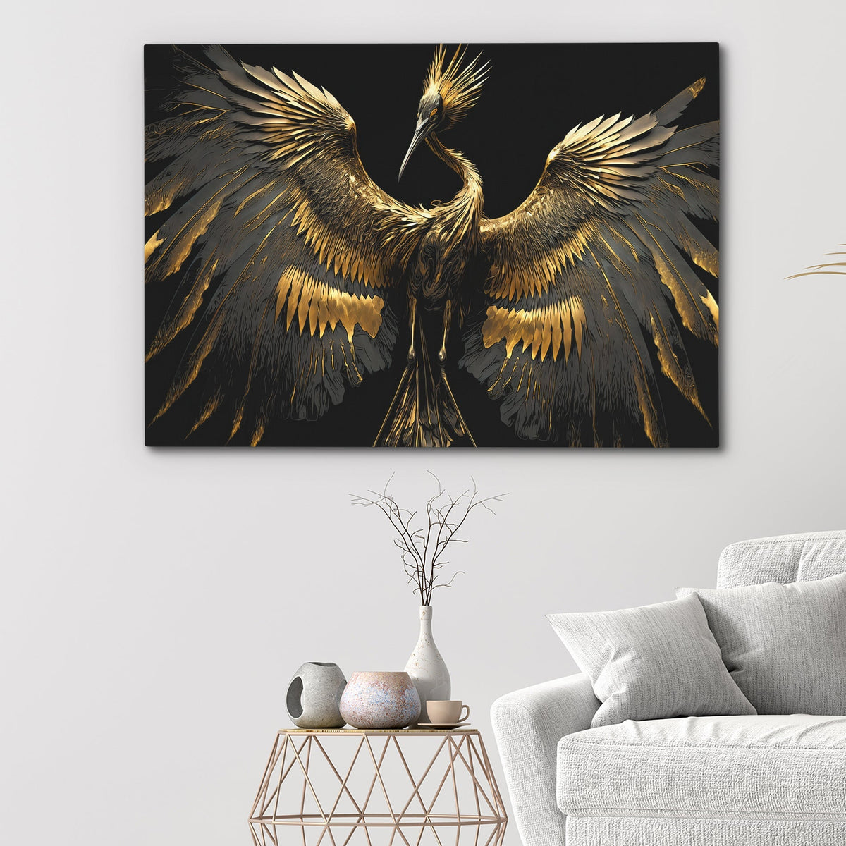 Gold Crane Dance - Luxury Wall Art