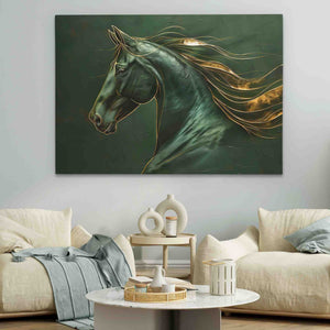 Gold Emerald Horse - Luxury Wall Art