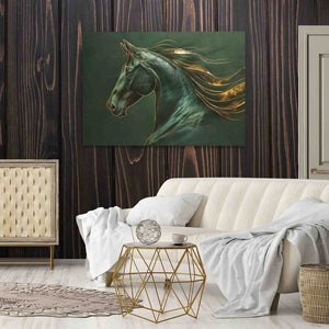 Gold Emerald Horse - Luxury Wall Art