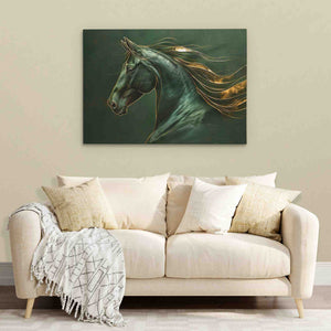 Gold Emerald Horse - Luxury Wall Art