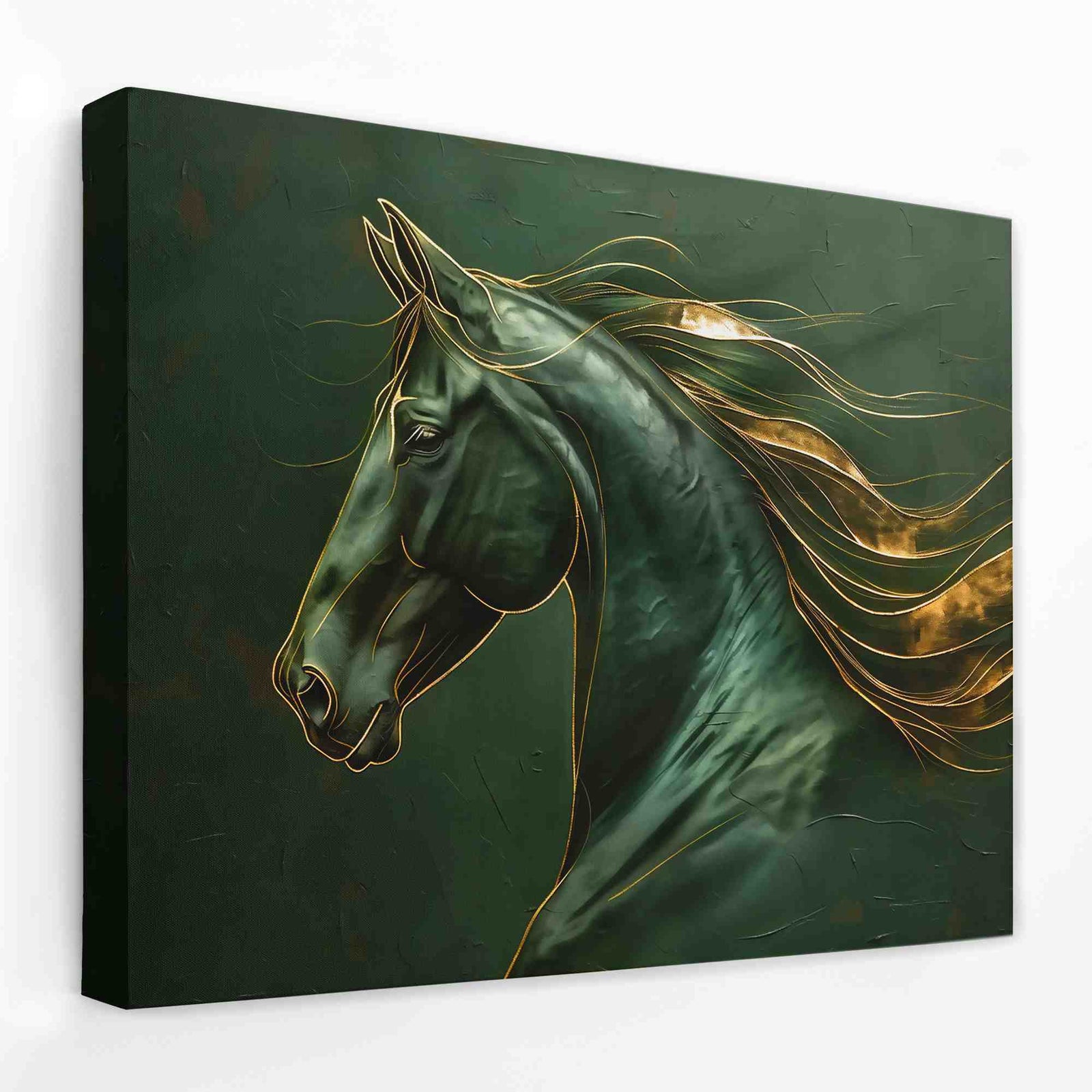 Gold Emerald Horse - Animals Canvas Wall Art