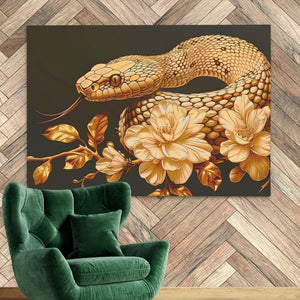 Gold Floral Snake - Luxury Wall Art