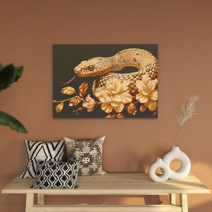 Gold Floral Snake - Luxury Wall Art