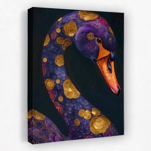 Gold Floral Swan - Luxury Wall Art