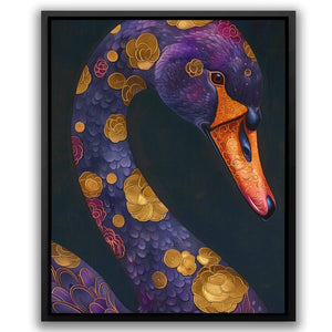 Gold Floral Swan - Luxury Wall Art