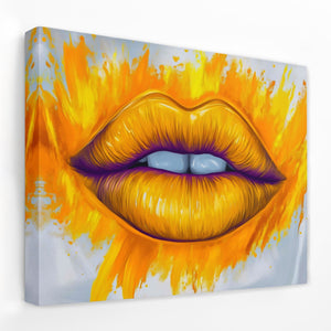 Gold Glamour - Lips Canvas Wall Art