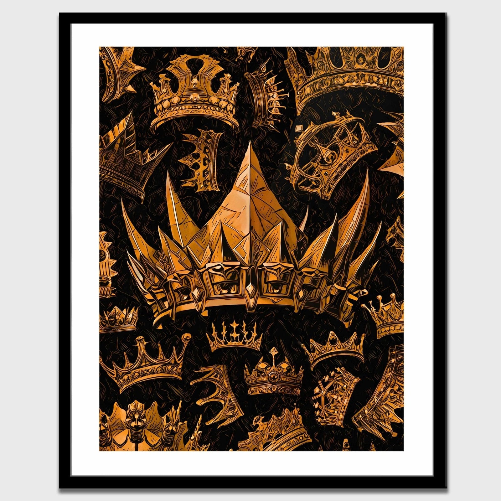 Gold Gothic Crowns Semi - gloss Print - Luxury Wall Art