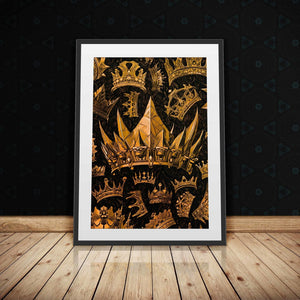 Gold Gothic Crowns Semi - gloss Print - Luxury Wall Art