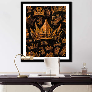 Gold Gothic Crowns Semi - gloss Print - Luxury Wall Art