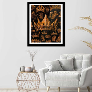 Gold Gothic Crowns Semi - gloss Print - Luxury Wall Art