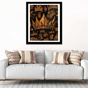 Gold Gothic Crowns Semi - gloss Print - Luxury Wall Art