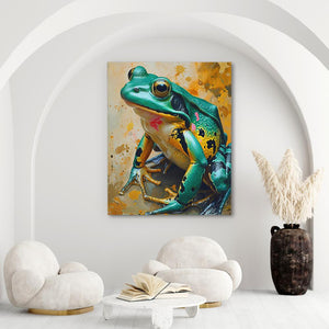 Gold Green Frog - Luxury Wall Art