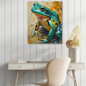 Gold Green Frog - Luxury Wall Art