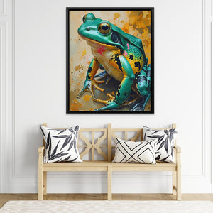 Gold Green Frog - Luxury Wall Art