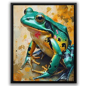 Gold Green Frog - Luxury Wall Art