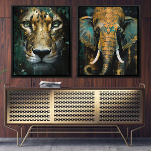 Gold Jade Jungle (2) Set - Luxury Wall Art