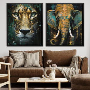 Gold Jade Jungle (2) Set - Luxury Wall Art