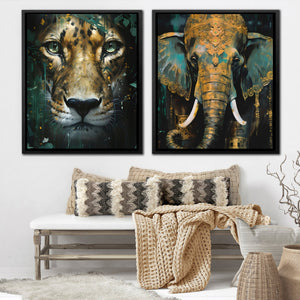 Gold Jade Jungle (2) Set - Luxury Wall Art