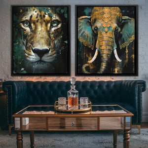 Gold Jade Jungle (2) Set - Luxury Wall Art