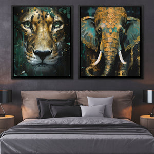 Gold Jade Jungle (2) Set - Luxury Wall Art