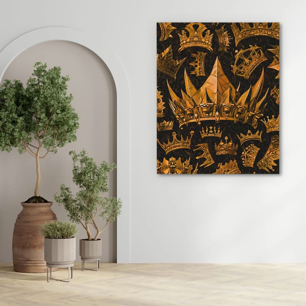 Royal Treasures - Gold King Crowns Canvas Print