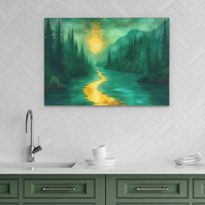 Gold Moonlit River - Luxury Wall Art