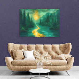 Gold Moonlit River - Luxury Wall Art