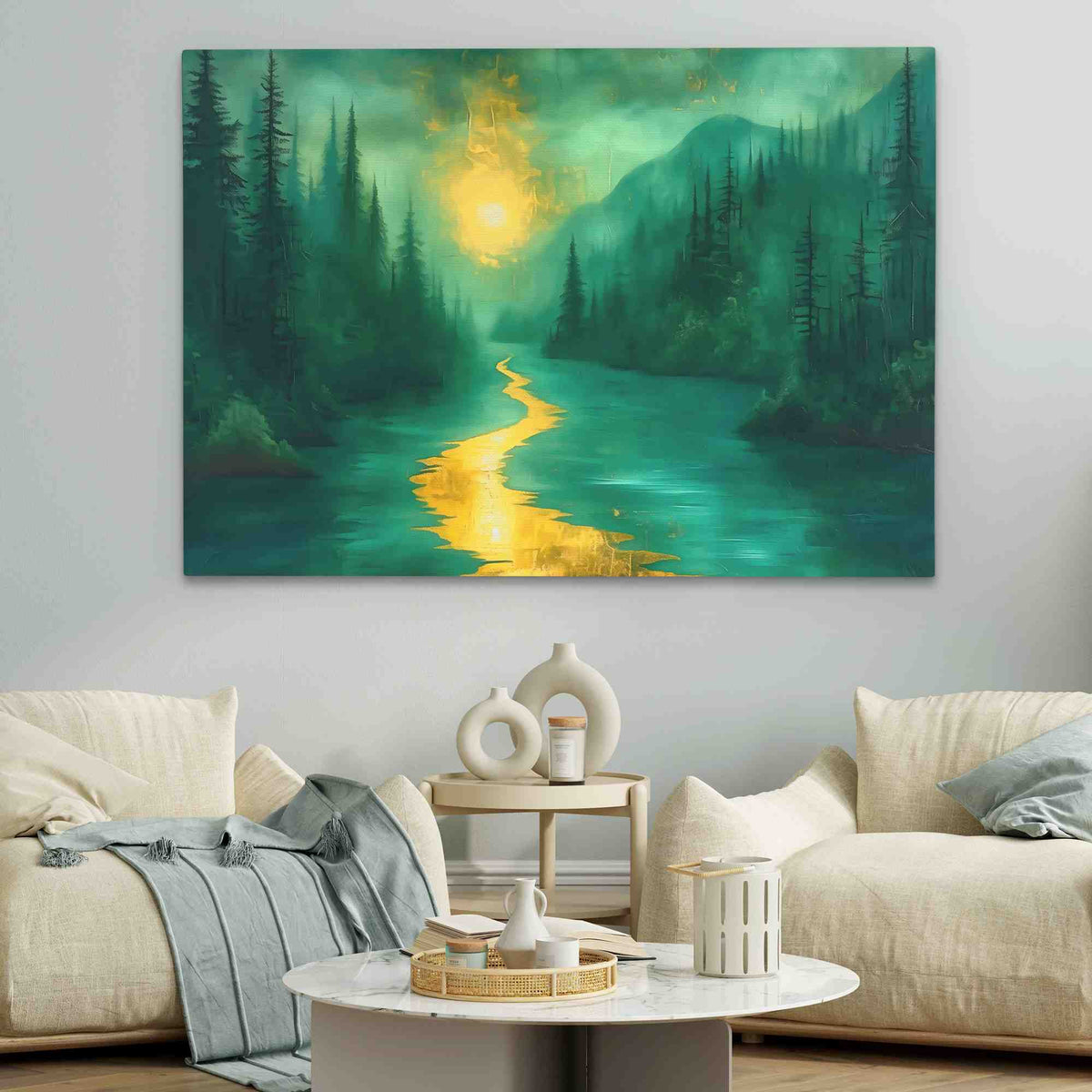 Gold Moonlit River - Luxury Wall Art