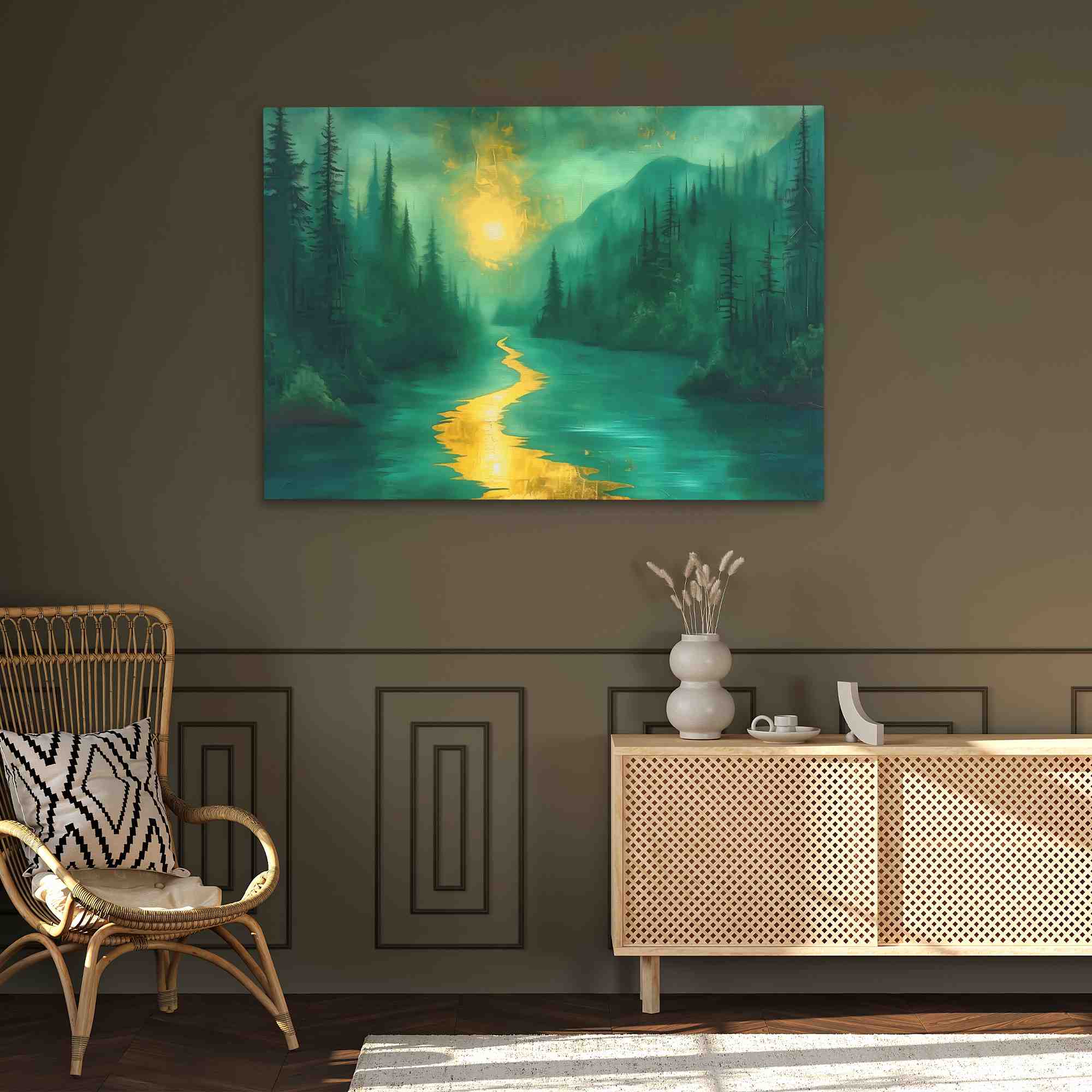 Gold Moonlit River - Luxury Wall Art