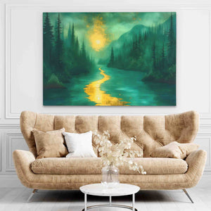 Gold Moonlit River - Luxury Wall Art