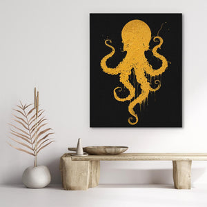 Gold Octopus Dance - Luxury Wall Art