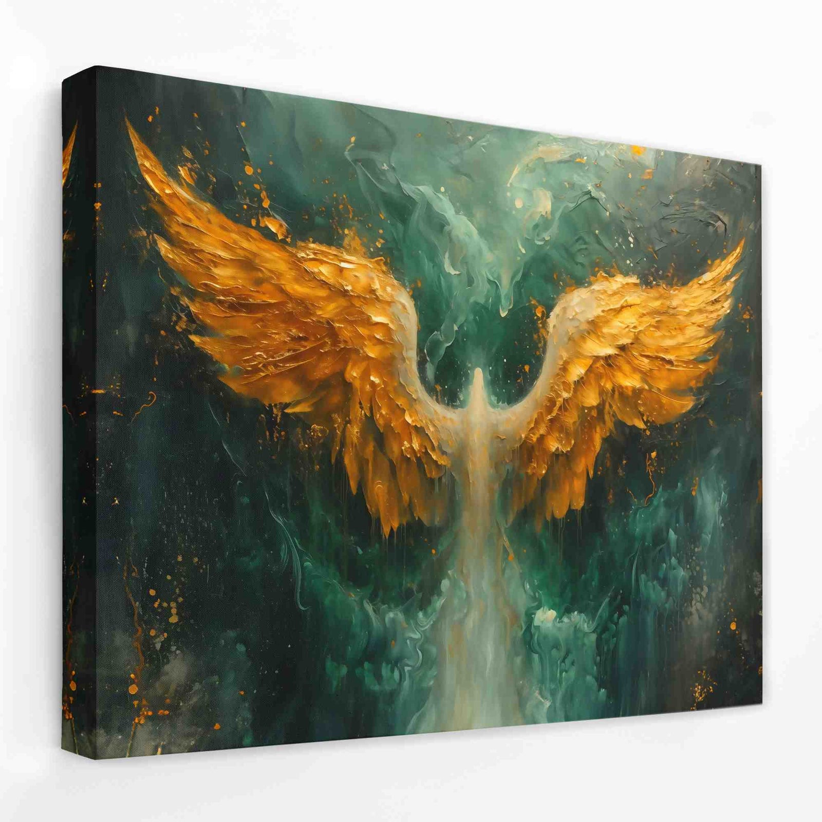 Gold Phoenix Wings - Animals Canvas Wall Art