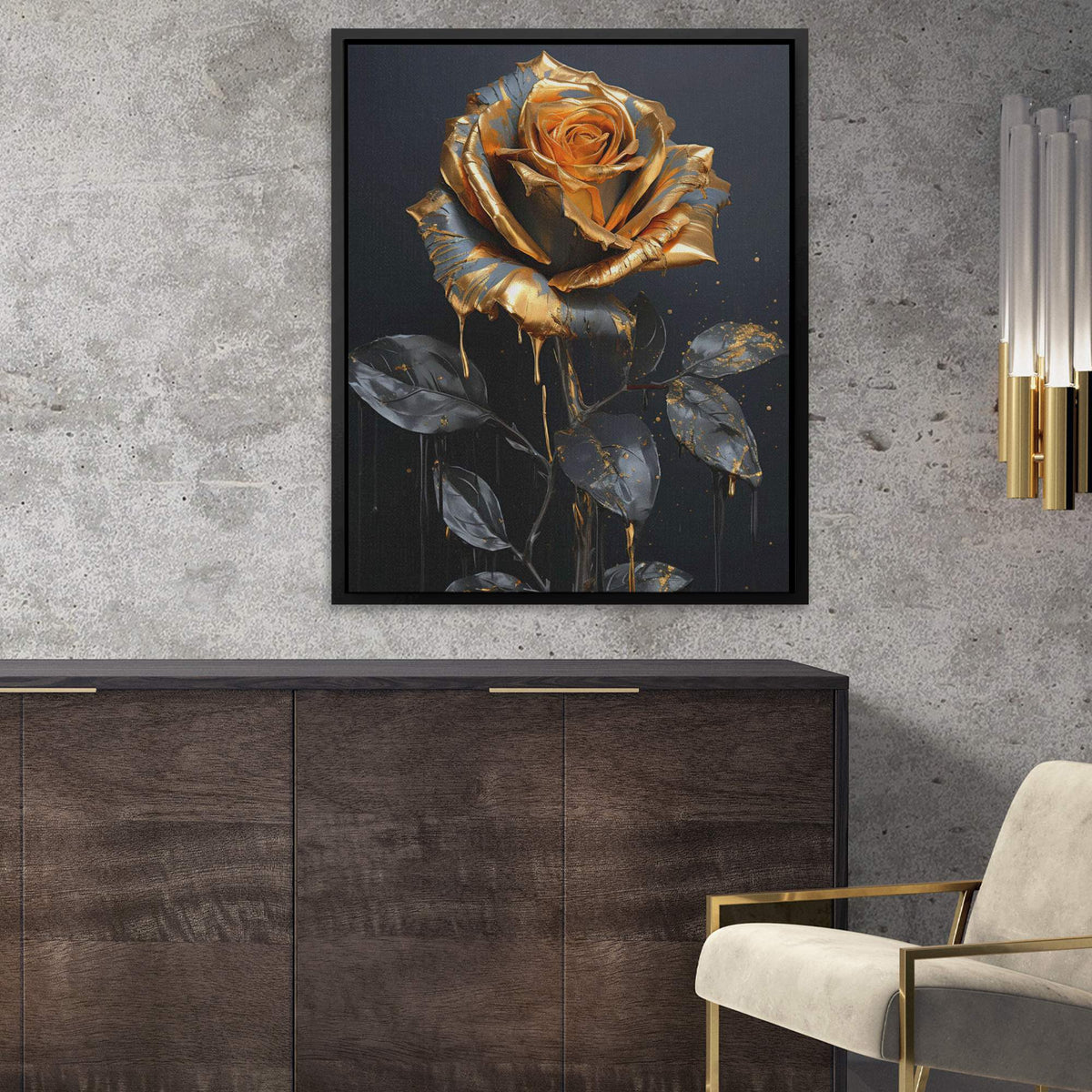 Gold Rose Budding - Luxury Wall Art