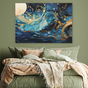 Gold Spiraling Waves - Luxury Wall Art