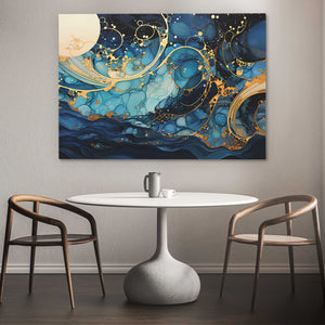 Gold Spiraling Waves - Luxury Wall Art