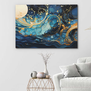 Gold Spiraling Waves - Luxury Wall Art