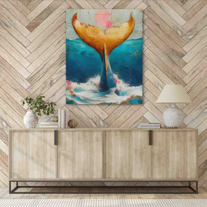 Gold Whale Tail - Luxury Wall Art