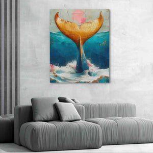 Gold Whale Tail - Luxury Wall Art