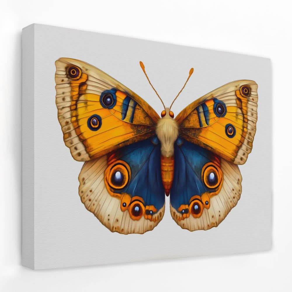 Golden and Blue Butterfly - Butterfly Canvas Wall Art
