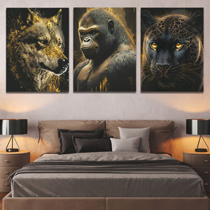 Golden Apex Predators (2) Set - V1 - Luxury Wall Art